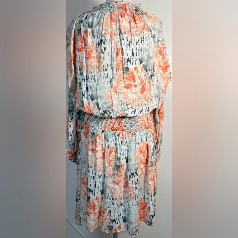 Tolani Vibrant Orange and Gray Long Sleeve Dress